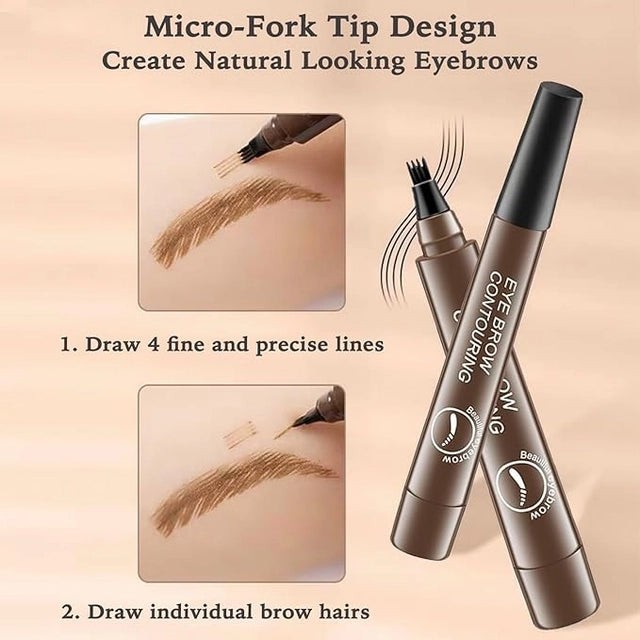 Waterproof Microblading Eyebrow Pencil with a Micro-Fork Tip Applicator Pack of 2